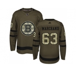 Youth Adidas Boston Bruins #63 Brad Marchand Green Salute to Service Stitched NHL Jersey