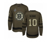 Youth Boston Bruins #10 Anders Bjork Authentic Green Salute to Service 2019 Stanley Cup Final Bound Hockey Jersey