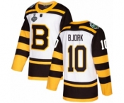 Youth Boston Bruins #10 Anders Bjork Authentic White Winter Classic 2019 Stanley Cup Final Bound Hockey Jersey