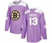 Youth Boston Bruins #13 Charlie Coyle Authentic Purple Fights Cancer Practice Hockey Jersey