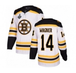 Youth Boston Bruins #14 Chris Wagner Authentic White Away 2019 Stanley Cup Final Bound Hockey Jersey
