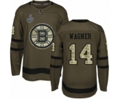 Youth Boston Bruins #14 Chris Wagner Premier Green Salute to Service 2019 Stanley Cup Final Bound Hockey Jersey