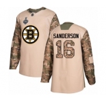 Youth Boston Bruins #16 Derek Sanderson Authentic Camo Veterans Day Practice 2019 Stanley Cup Final Bound Hockey Jersey