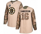 Youth Boston Bruins #16 Derek Sanderson Authentic Camo Veterans Day Practice 2019 Stanley Cup Final Bound Hockey Jersey