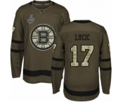 Youth Boston Bruins #17 Milan Lucic Premier Green Salute to Service 2019 Stanley Cup Final Bound Hockey Jersey