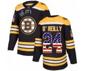 Youth Boston Bruins #24 Terry O'Reilly Authentic Black USA Flag Fashion 2019 Stanley Cup Final Bound Hockey Jersey