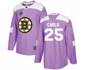 Youth Boston Bruins #25 Brandon Carlo Authentic Purple Fights Cancer Practice 2019 Stanley Cup Final Bound Hockey Jersey
