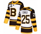Youth Boston Bruins #25 Brandon Carlo Authentic White Winter Classic 2019 Stanley Cup Final Bound Hockey Jersey