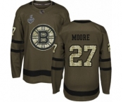 Youth Boston Bruins #27 John Moore Premier Green Salute to Service 2019 Stanley Cup Final Bound Hockey Jersey