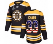 Youth Boston Bruins #33 Zdeno Chara Authentic Black USA Flag Fashion 2019 Stanley Cup Final Bound Hockey Jersey