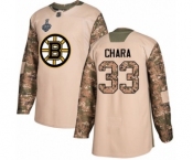 Youth Boston Bruins #33 Zdeno Chara Authentic Camo Veterans Day Practice 2019 Stanley Cup Final Bound Hockey Jersey
