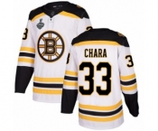 Youth Boston Bruins #33 Zdeno Chara Authentic White Away 2019 Stanley Cup Final Bound Hockey Jersey