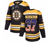 Youth Boston Bruins #37 Patrice Bergeron Authentic Black USA Flag Fashion 2019 Stanley Cup Final Bound Hockey Jersey