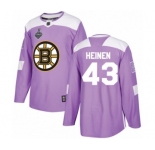 Youth Boston Bruins #43 Danton Heinen Authentic Purple Fights Cancer Practice 2019 Stanley Cup Final Bound Hockey Jersey
