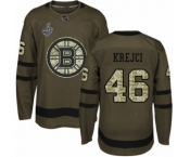 Youth Boston Bruins #46 David Krejci Authentic Green Salute to Service 2019 Stanley Cup Final Bound Hockey Jersey