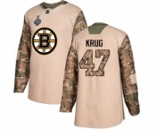 Youth Boston Bruins #47 Torey Krug Authentic Camo Veterans Day Practice 2019 Stanley Cup Final Bound Hockey Jersey