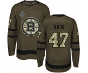 Youth Boston Bruins #47 Torey Krug Premier Green Salute to Service 2019 Stanley Cup Final Bound Hockey Jersey