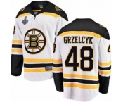 Youth Boston Bruins #48 Matt Grzelcyk Authentic White Away Fanatics Branded Breakaway 2019 Stanley Cup Final Bound Hockey Jersey