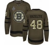 Youth Boston Bruins #48 Matt Grzelcyk Premier Green Salute to Service 2019 Stanley Cup Final Bound Hockey Jersey