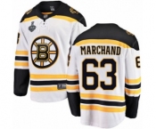 Youth Boston Bruins #63 Brad Marchand Authentic White Away Fanatics Branded Breakaway 2019 Stanley Cup Final Bound Hockey Jersey