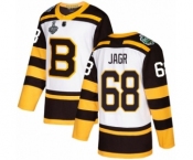 Youth Boston Bruins #68 Jaromir Jagr Authentic White Winter Classic 2019 Stanley Cup Final Bound Hockey Jersey