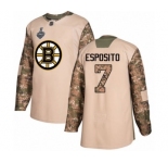 Youth Boston Bruins #7 Phil Esposito Authentic Camo Veterans Day Practice 2019 Stanley Cup Final Bound Hockey Jersey