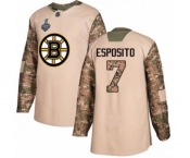 Youth Boston Bruins #7 Phil Esposito Authentic Camo Veterans Day Practice 2019 Stanley Cup Final Bound Hockey Jersey