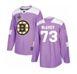 Youth Boston Bruins #73 Charlie McAvoy Authentic Purple Fights Cancer Practice 2019 Stanley Cup Final Bound Hockey Jersey