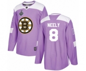 Youth Boston Bruins #8 Cam Neely Authentic Purple Fights Cancer Practice 2019 Stanley Cup Final Bound Hockey Jersey