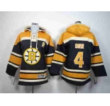 youth nhl jerseys boston bruins #4 orr black-yellow[pullover hooded sweatshirt patch A]