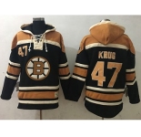 Boston Bruins #47 Torey Krug Black Sawyer Hooded Sweatshirt Stitched NHL Jersey