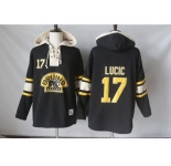 Men's Boston Bruins #17 Milan Lucic Black Sawyer Hooded Sweatshirt Stitched NHL Jersey