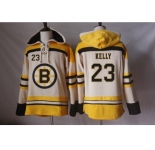 Men's Boston Bruins #23 Chris Kelly Cream Sawyer Hooded Sweatshirt Stitched NHL Jersey