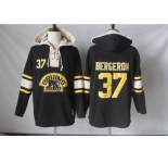 Men's Boston Bruins #37 Patrice Bergeron Black Sawyer Hooded Sweatshirt Stitched NHL Jersey