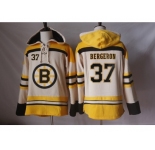 Men's Boston Bruins #37 Patrice Bergeron Cream Sawyer Hooded Sweatshirt Stitched NHL Jersey