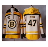 Men's Boston Bruins #47 Torey Krug Cream Sawyer Hooded Sweatshirt Stitched NHL Jersey