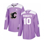 Calgary Flames #10 Gary Roberts Authentic Purple Fights Cancer Practice Hockey Jersey