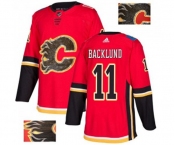 Calgary Flames #11 Mikael Backlund Authentic Red Fashion Gold Hockey Jersey
