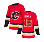 Calgary Flames #12 Jarome Iginla Authentic Red Drift Fashion Hockey Jersey