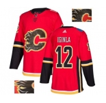 Calgary Flames #12 Jarome Iginla Authentic Red Fashion Gold Hockey Jersey