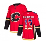 Calgary Flames #13 Johnny Gaudreau Authentic Red USA Flag Fashion Hockey Jersey