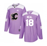 Calgary Flames #18 James Neal Authentic Purple Fights Cancer Practice Hockey Jersey