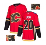 Calgary Flames #20 Curtis Lazar Authentic Red Fashion Gold Hockey Jersey