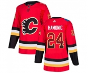 Calgary Flames #24 Travis Hamonic Authentic Red Drift Fashion Hockey Jersey