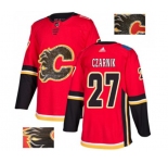 Calgary Flames #27 Austin Czarnik Authentic Red Fashion Gold Hockey Jersey