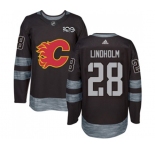 Calgary Flames #28 Elias Lindholm Authentic Black 1917-2017 100th Anniversary Hockey Jersey