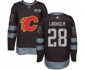 Calgary Flames #28 Elias Lindholm Authentic Black 1917-2017 100th Anniversary Hockey Jersey