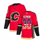 Calgary Flames #30 Mike Vernon Authentic Red USA Flag Fashion Hockey Jersey