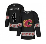 Calgary Flames #4 Rasmus Andersson Authentic Black Team Logo Fashion Hockey Jersey