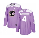 Calgary Flames #4 Rasmus Andersson Authentic Purple Fights Cancer Practice Hockey Jersey